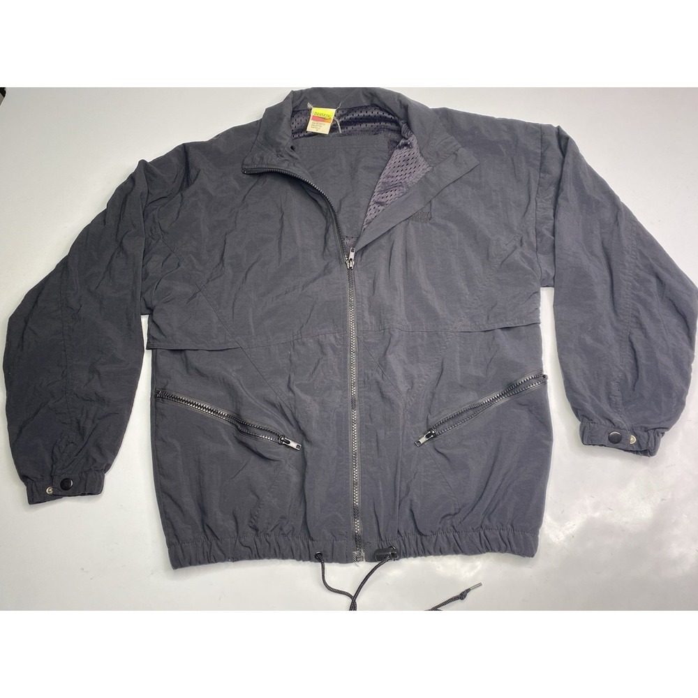Vintage Danskin Pro Men Black Nylon Windbreaker Jacket Dance Graphic Size M